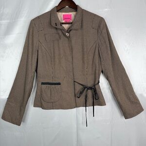 Phoebe Hidden Button Houndstooth Blazer Jacket Size 14 Stretch Lined